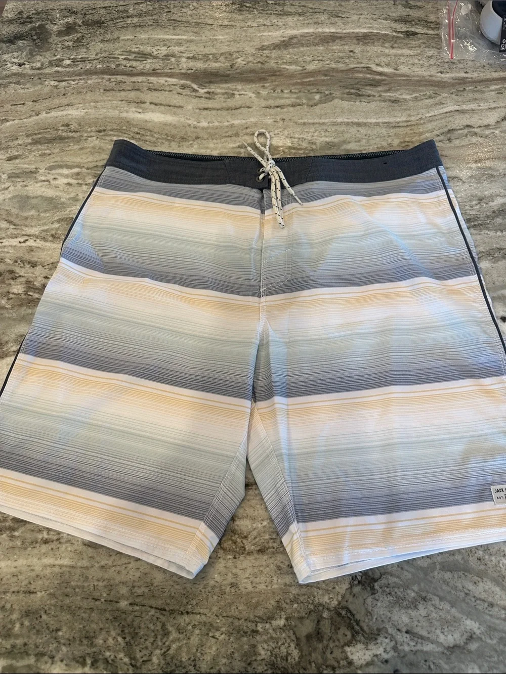 O'Neill Men's Striped Boardshorts — Light Blue, Gray & Cream